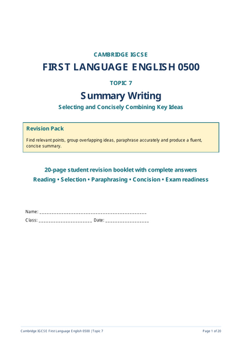 IGCSE English 0500 summary-writing skills