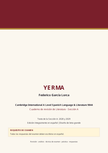 Yerma A Level Spanish Literature Two-Book Revision Resource Bundle