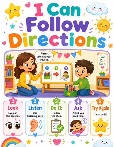 I Can Follow Directions I Preschool I Infographic