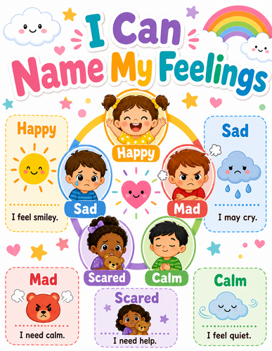 I Can Name my Feelings I Preschool I Infographic