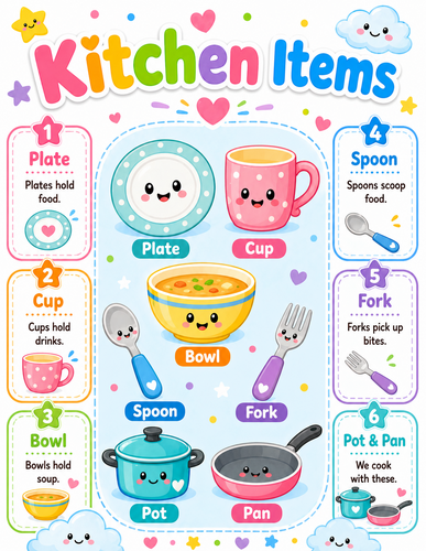 Kitchen Items I Preschool I Infographic