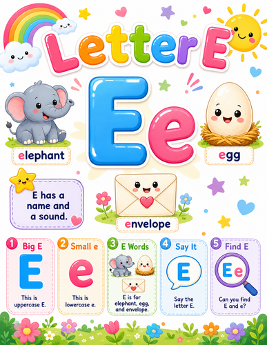 Letter E I Preschool I Infographic