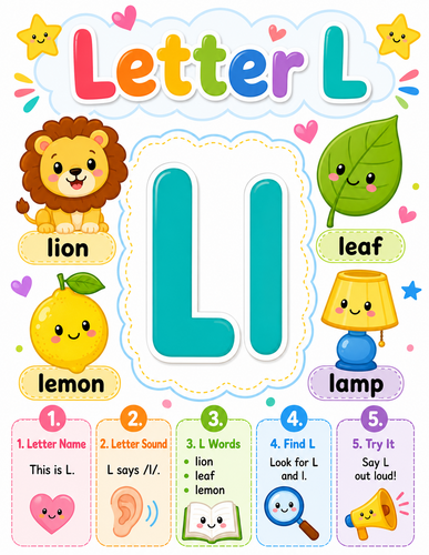 Letter L I Preschool I Infographic