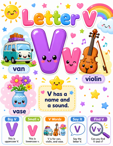 Letter V I Preschool I Infographic