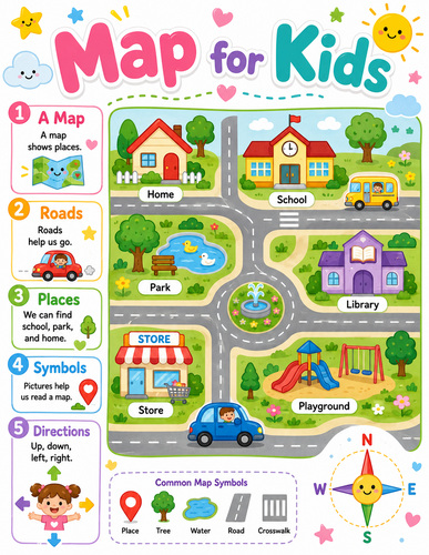 Map for Kids I Preschool I Infographic