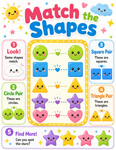 Match the Shapes I Preschool I Infographic