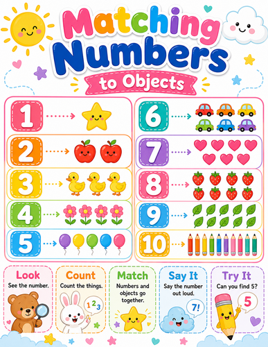 Matching Numbers to Objects I Preschool I Infographic