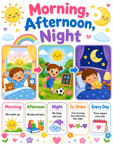 Morning, Afternoon, Night I Preschool I Infographic