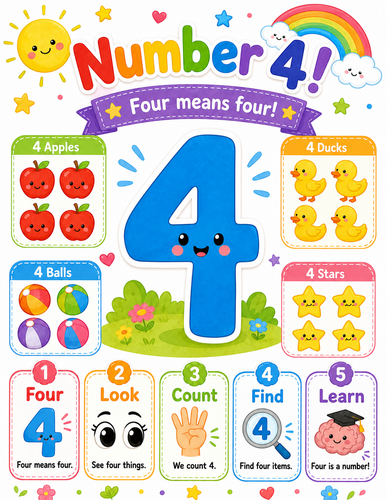 Number 4 I Preschool I Infographic