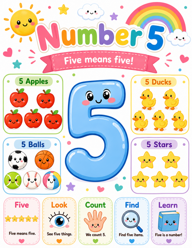 Number 5 I Preschool I Infographic