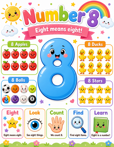 Number 8 I Preschool I Infographic