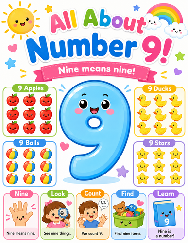 Number 9 I Preschool I Infographic