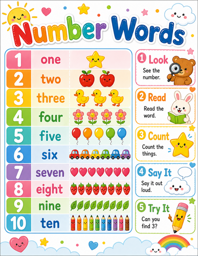 Number Words I Preschool I Infographic