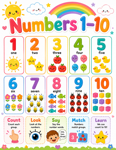 Numbers 1-10 I Preschool I Infographic