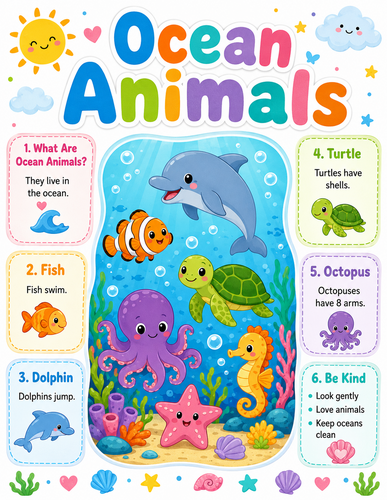 Ocean Animals I Preschool I Infographic