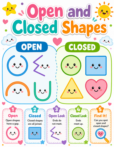 Open and Closed Shapes I Preschool I Infographic