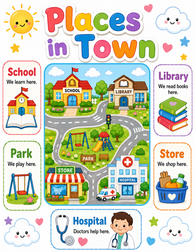 Places in Town I Preschool I Infographic