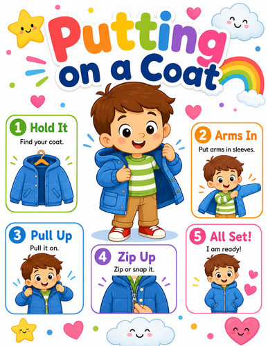 Putting on a Coat I Preschool I Infographic
