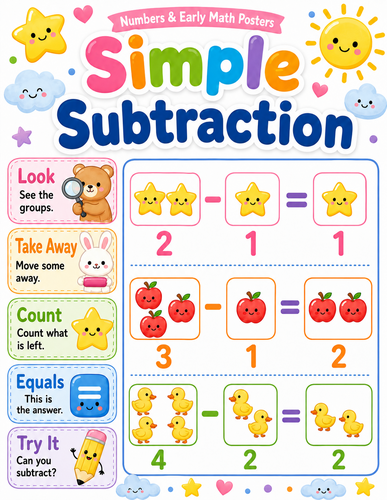 Simple Subtraction I Preschool I Infographic