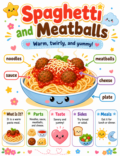 Spaghetti and Meatballs I Preschool I Infographic