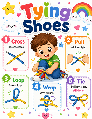 Tying Shoes I Preschool I Infographic