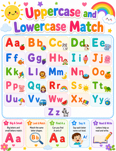 Uppercase and Lowercase Match I Preschool I Infographic