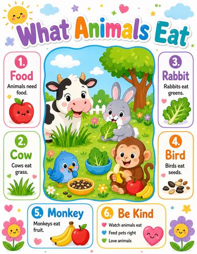 What Animals Eat I Preschool I Infographic