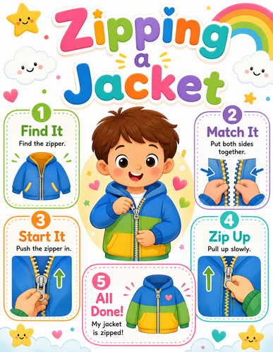 Zipping a Jacket I Preschool I Infographic