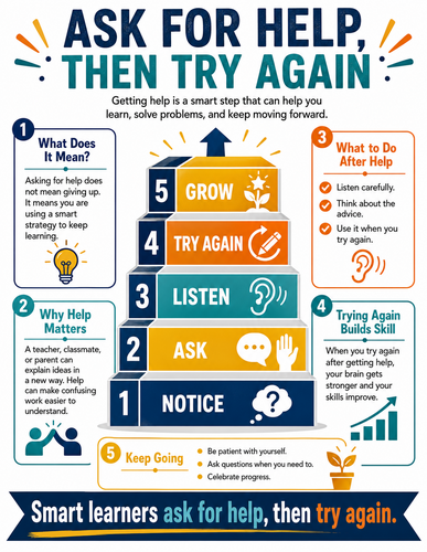 Ask for Help then Try Again I Infographic