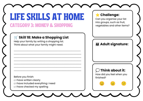 Life Skills at Home: Money & Shopping | 7 Activities | Primary
