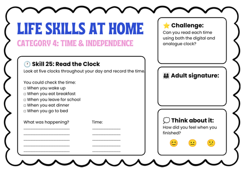 Life Skills at Home: Time & Independence | 6 Activities | Primary