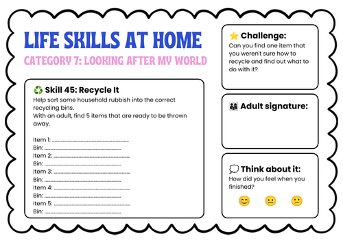 Life Skills at Home: Looking After My World | 6 Activities | Primary