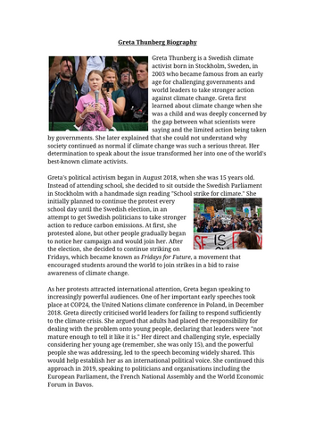 Greta Thunberg Biography and Questions