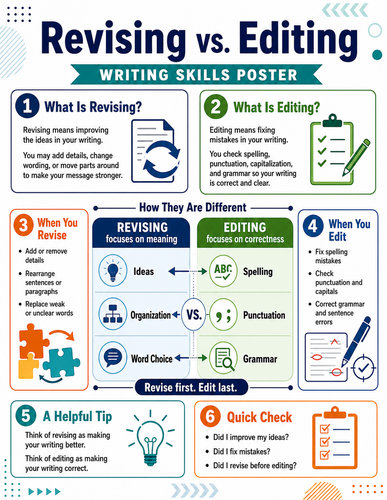 Revising vs Editing I Infographic