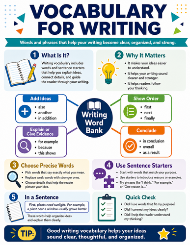 Vocabulary for Writing I Infographic
