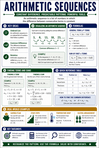 Arithmetic Sequences I High School I Infographic