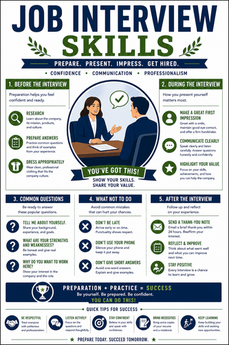 Job Interview Skills I High School I Infographic