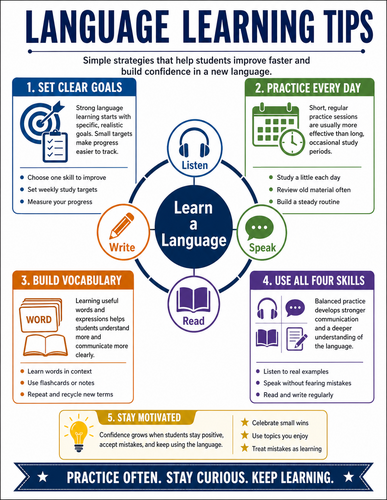 Language Learning Tips I High School I Infographic