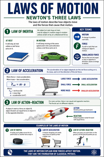 Laws of Motion I High School I Infographic