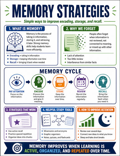 Memory Strategies I High School I Infographic