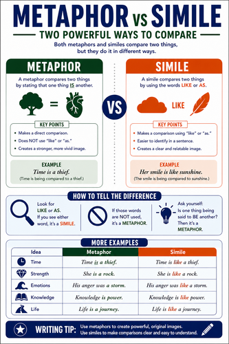 Metaphor vs Simile I High School I Infographic