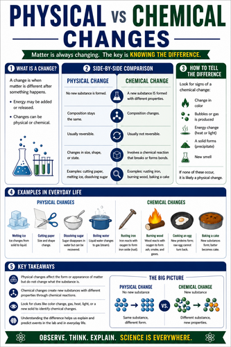 Physical vs Chemical Changes I High School I Infographic