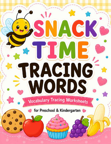 Food Vocabulary Tracing Worksheets | Preschool Handwriting & Word Practice