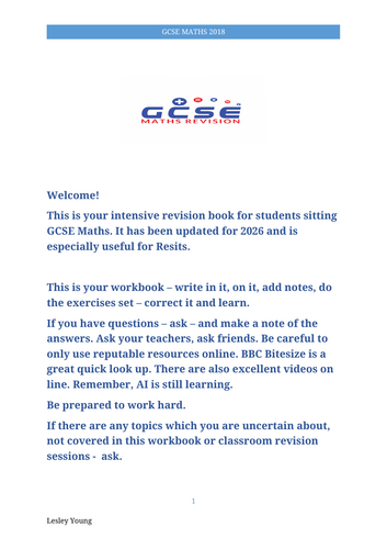 GCSE MATHS REVISION/RESIT foundation level Workbook.