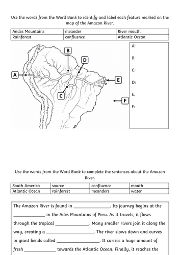 Amazon River activity sheet