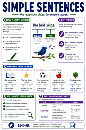 Simple Sentences I High School I Infographic