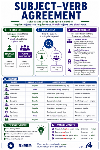 Subject-Verb Agreement I High School I Infographic
