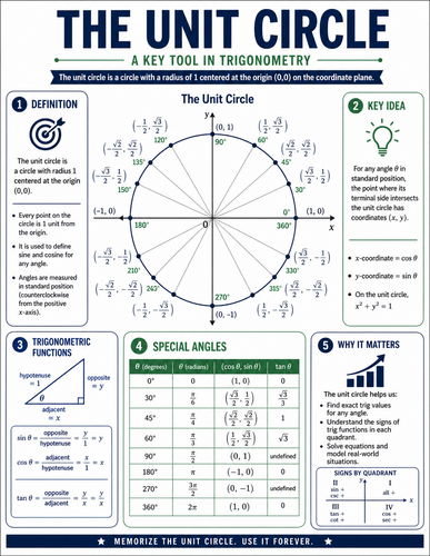 The Unit Circle I High School I Infographic
