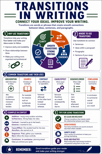 Transitions in Writing I High School I Infographic