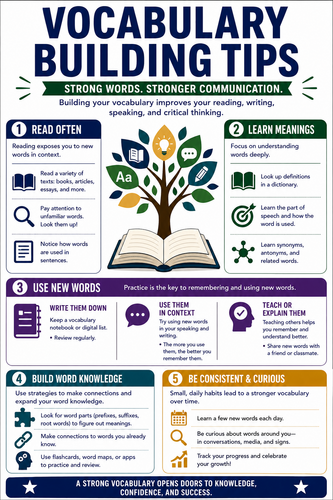 Vocabulary Building Tips I High School I Infographic